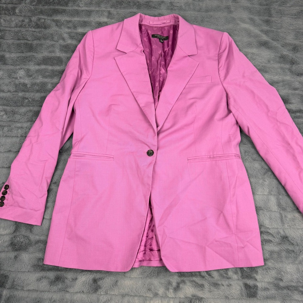 Banana Republic Pink Italian Wool Blazer Fabbrica Alta Single Button Size 14